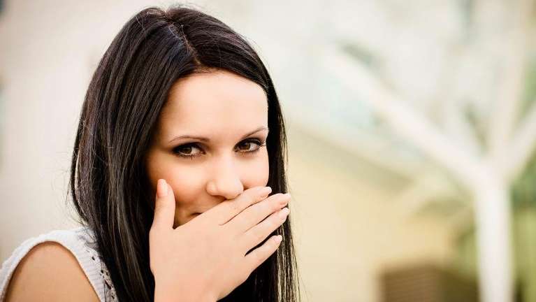 A woman with bad breath