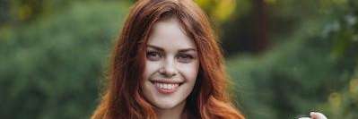 A woman smiling outdoors