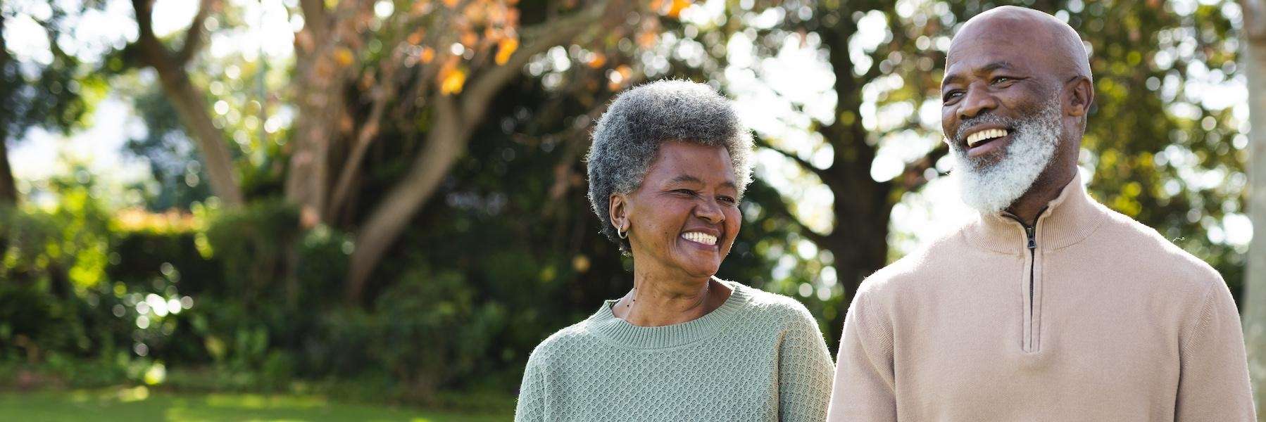 An older couple taking a walk | dentures Vancouver BC