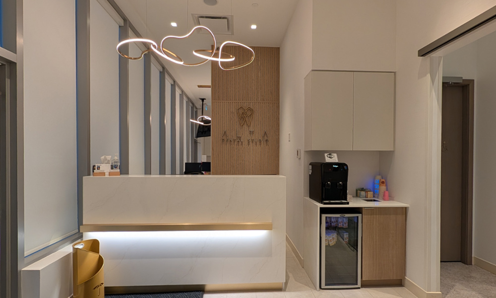 Alta Dental Studio Check-in Desk and Refreshment Area
